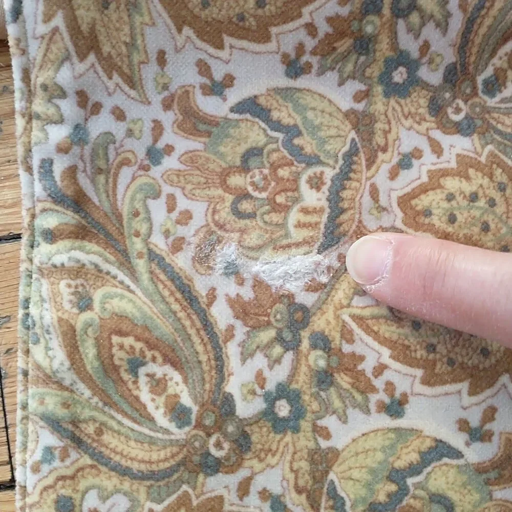 Pottery Barn Table Runner Dresser Scarf Beige Tan Floral Velour Velvet Cotton